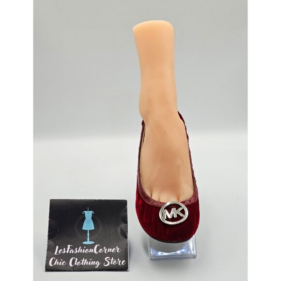 Michael Kors Women's Red Velvet Fulton Logo Emblem Ballet Flat Size 7 2510 - Picture 14 of 16